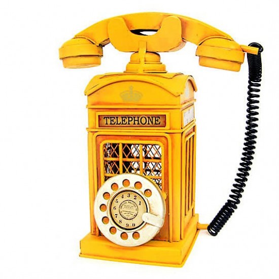 Dekoratif Metal Ahizeli Telefon Kumbara  Sarı