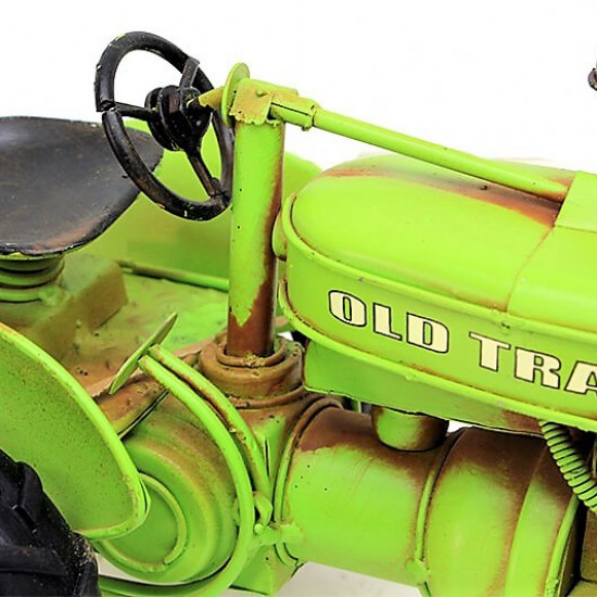 Dekoratif Nostaljik Metal Bahçe Traktör Büyük Boy Yeşil