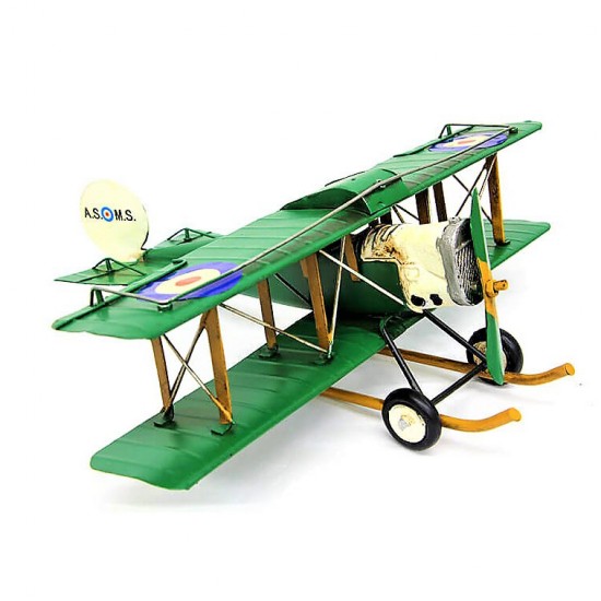 Dekoratif Yeşil Metal Uçak Çift Kanatlı (Model1)
