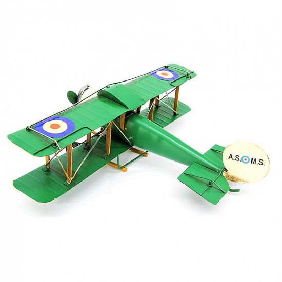 Dekoratif Yeşil Metal Uçak Çift Kanatlı (Model1)