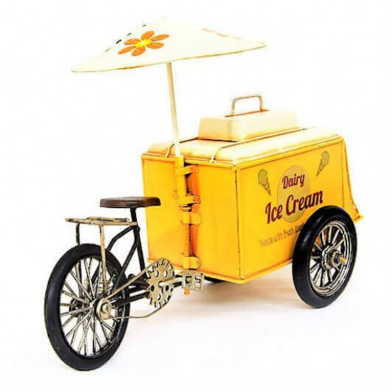  Nostaljik Dekoratif Dondurma Arabası Sarı 