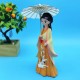 Dekoratif Şemsiyeli Turuncu Elbiseli Japon Kız