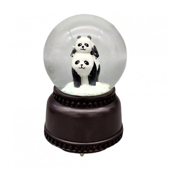 Sevimli Panda Işıklı Müzikli Orta Boy Kar Küresi Ve Işıklı Biblo Seti