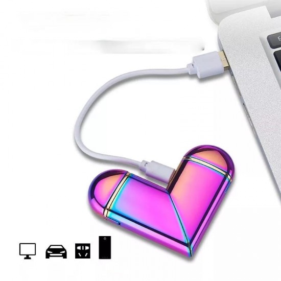 Kalp Şeklinde Sevgiliye Özel Led Işıklı USB Şarjlı Çakmak  