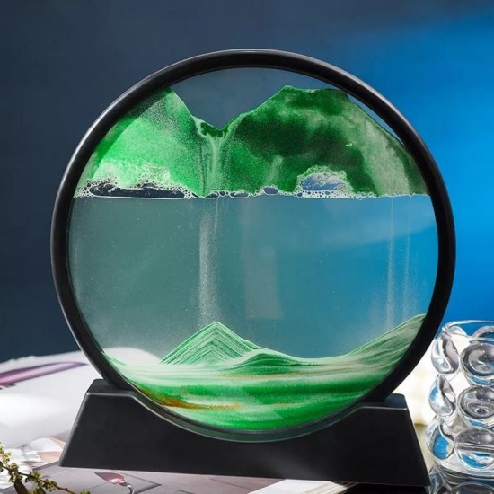  3D Cam Hareketli Yeşil Renk Kum Sanatı 