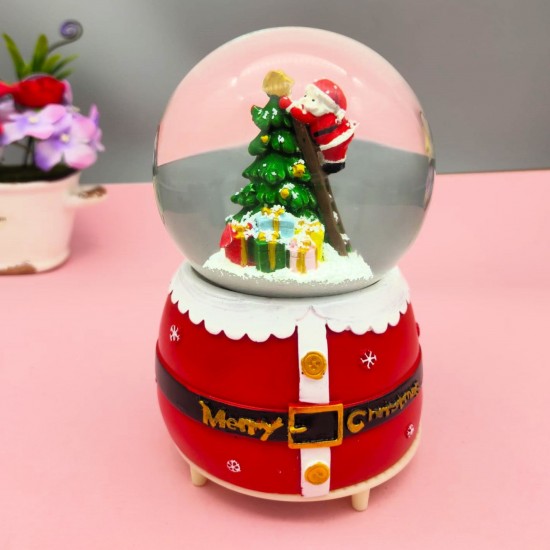 Yıl Başı  Noel Baba Christmas  Işıklı Müzikli Püskürtmeli Büyük Boy Kar Küresi  Müzik Kutusu