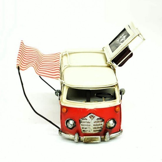 Dekoratif Metal Nostaljik Camper Van Vosvo Minibüs Çerçeveli ve Tenteli C0238