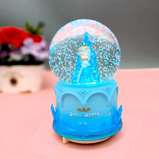 Büyük Boy  Elsa  Frozen Otomatik   Püskürtmeli Işıklı Müzikli Kar Küresi 