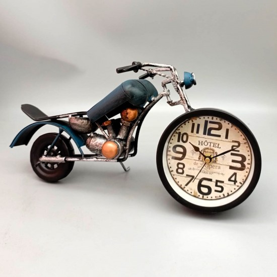 Dekoratif Hediyelik  Metal Motosiklet Tasarımlı Ferforje Saat