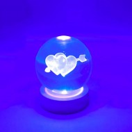 Ahşap Stand'lı  İkili Kalpli Büyük Boy  Işıklı Cam Küre Ahşap Stand'lı  İkili Kalpli Büyük Boy  Işıklı Cam Küre