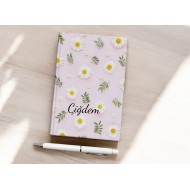 Kişiye Özel Çiçek Desenli Çizgili Defter Beyaz  Kalem Model 1 Kişiye Özel Çiçek Desenli Çizgili Defter Beyaz  Kalem Model 1