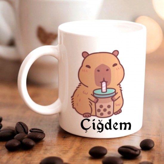Kişiye Özel Capybara  kupa Bardak Defter & Anahtarlık hediyesepeti Capybara Seti