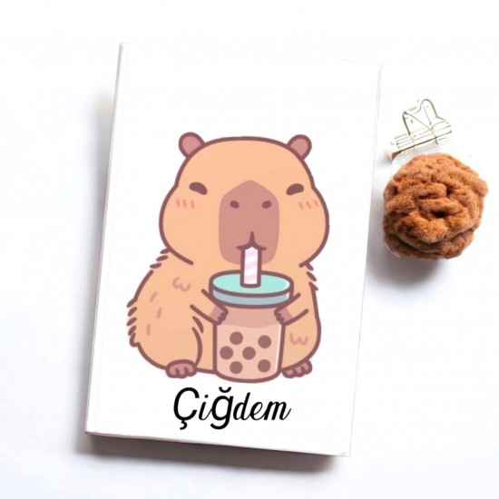 Kişiye Özel Capybara  kupa Bardak Defter & Anahtarlık hediyesepeti Capybara Seti