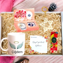 Kişiye Özel Melek Kanatlı Kupa Bardak İnci Kolye Sabri Tuncer Kolanya & İnçi Anatarlık Kutulu Hediye