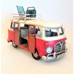 El Yapımı Nostaljik Metal Kırmızı Vosvos Minibüs Karavan Büyük Boy El Yapımı Nostaljik Metal Kırmızı Vosvos Minibüs Karavan Büyük Boy
