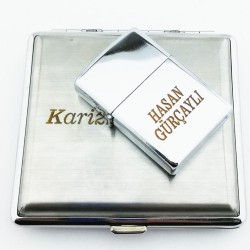 İsme Özel Gümüş Zippo Görümlü Çakmak Tabaka Set İsme Özel Gümüş Zippo Görümlü Çakmak Tabaka Set