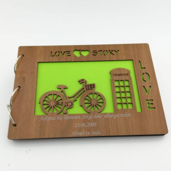 İsme Özel Love Story - Bisiklet ve Telefon Kulübesi Temalı Foto Albüm