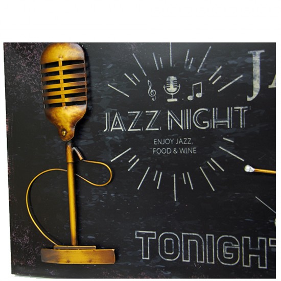 Jazz Live Music - Keman ve Nostaljik Mikrofon Duvar Panosu