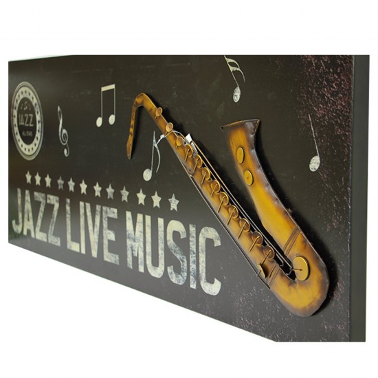 Jazz Live Music - Saksafon ve Nota Temalı Duvar Panosu