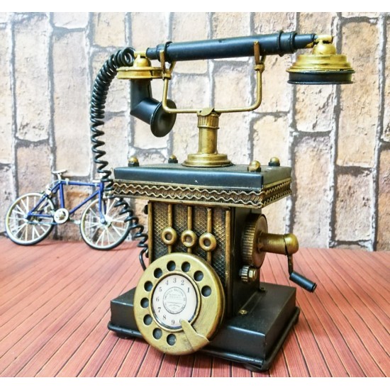 Nostaljik Dekoratif Metal Eski Telefon Kumbara