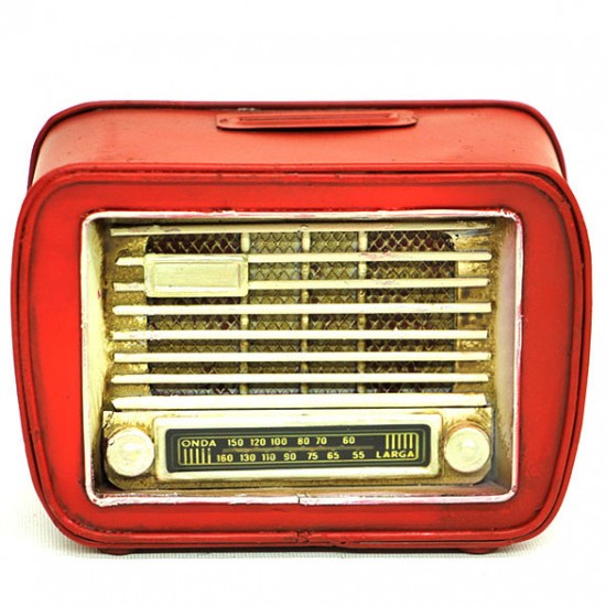 Nostaljik Dekoratif Metal Radyo Kumbara Kırmızı