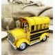 Nostaljik Dekoratif Metal Araba Sarı Okul Servisi Otobüs