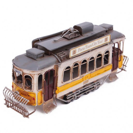 Nostaljik Dekoratif Metal Tramvay Sarı