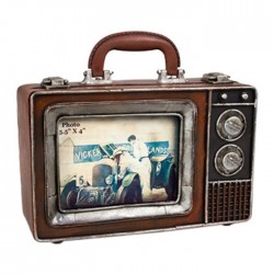 Nostaljik Metal Tv Resim Çerçeveli ve Saklama Kutulu Bavul Nostaljik Metal Tv Resim Çerçeveli ve Saklama Kutulu Bavul